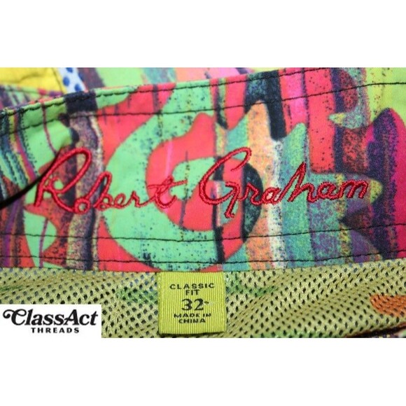 Robert Graham Swim Trunks Classic Fit Geometric Multicolor Board Shorts Sz 32 - Picture 7 of 11